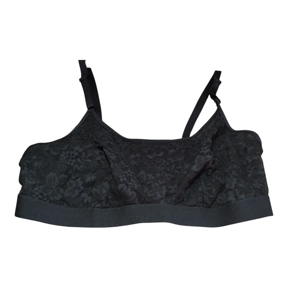 Auden Black Floral Lace Bra Size Large NWT